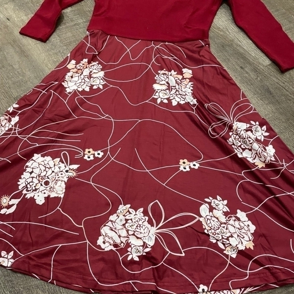 Moyabo Floral Turtleneck Ribbed Knit Long Sleeve - Small - Picture 4 of 10